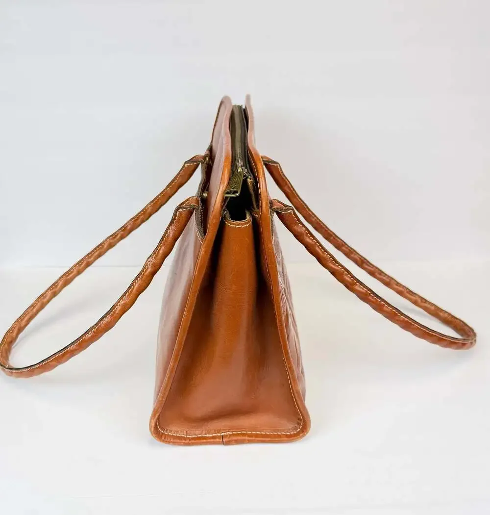 Patricia Nash Paris Leather Satchel in Tan Tooled Floral